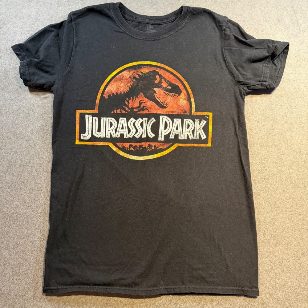 Jurassic Park Mens Graphic T-Shirt Black Small Universal Studios Movie Tee